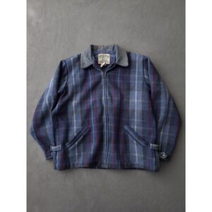 Vintage 90s Northern Spirit Wear Blue Plaid Wool Blend Work Jacket L
